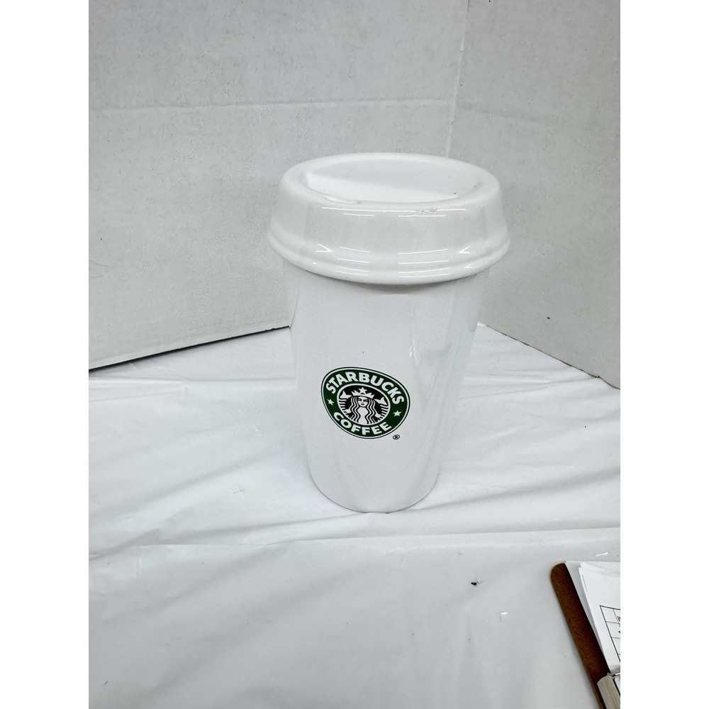 Starbucks Ceramic Coffee To Go Cup Canister 8.5 Old Mermaid Logo 2000 Split Tail